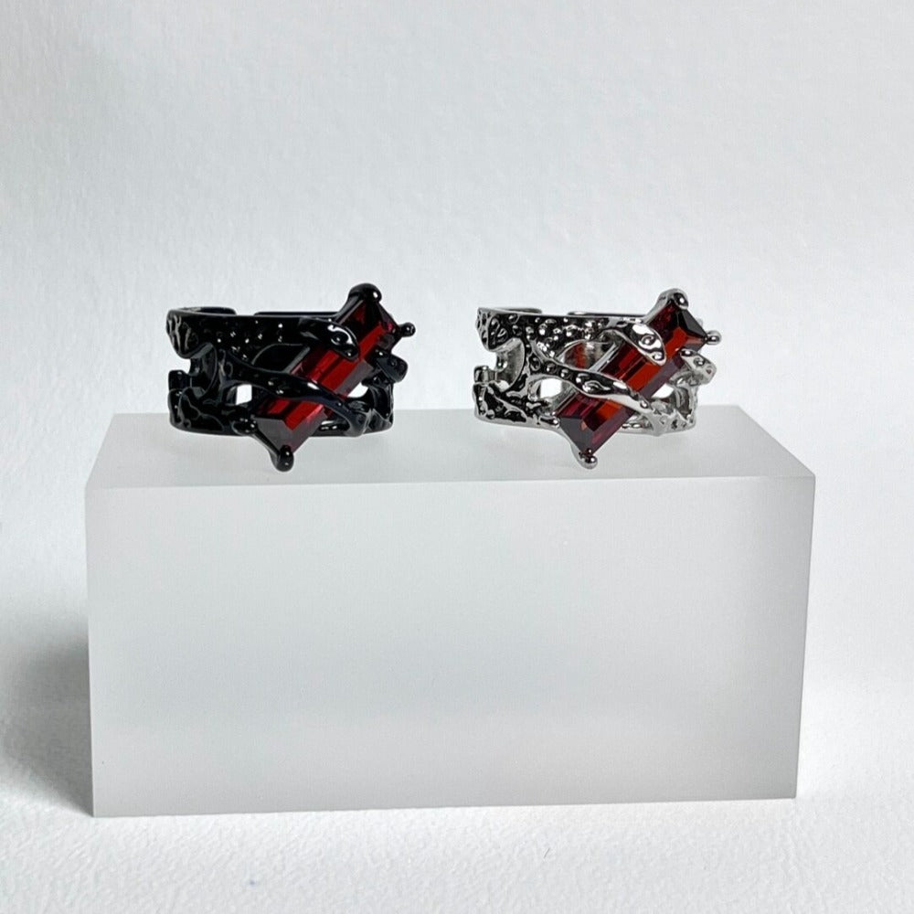 Dark Gothic Zirconia Couple Ring Set