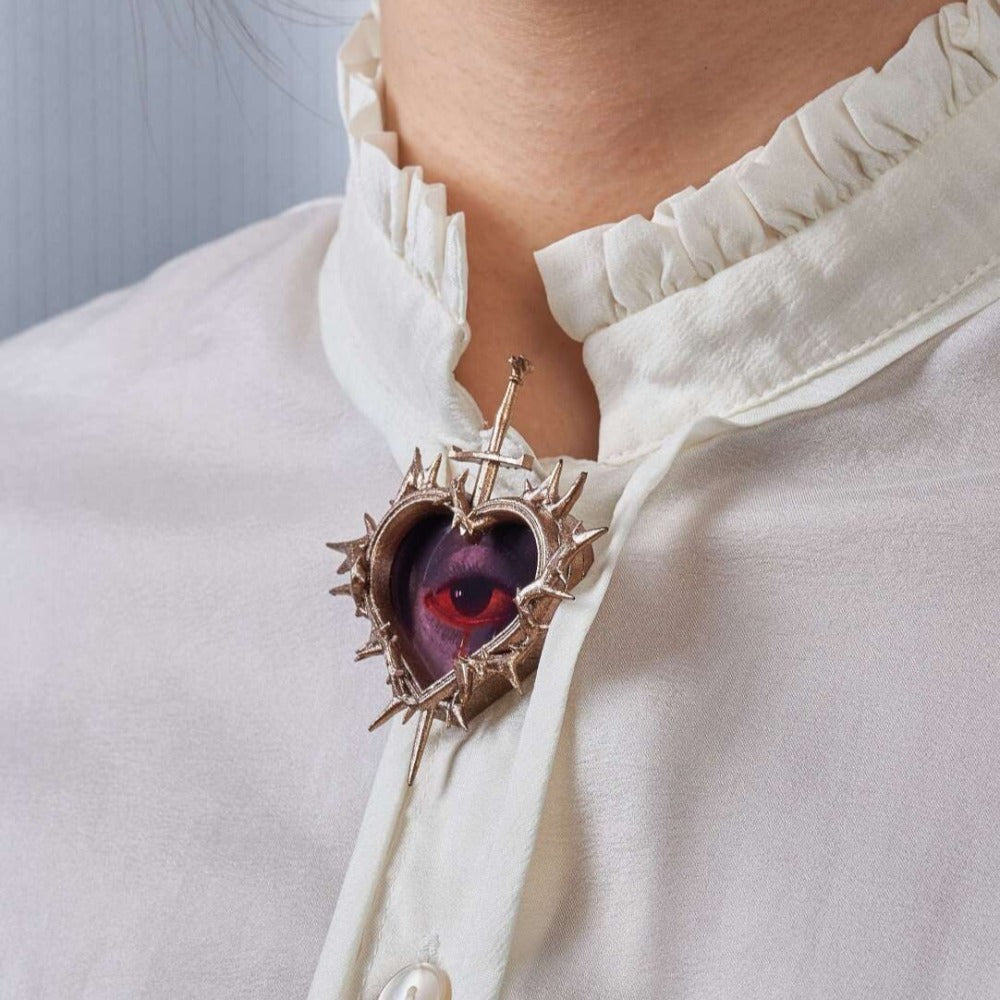 Gothic Thorn Sacred Heart Brooch