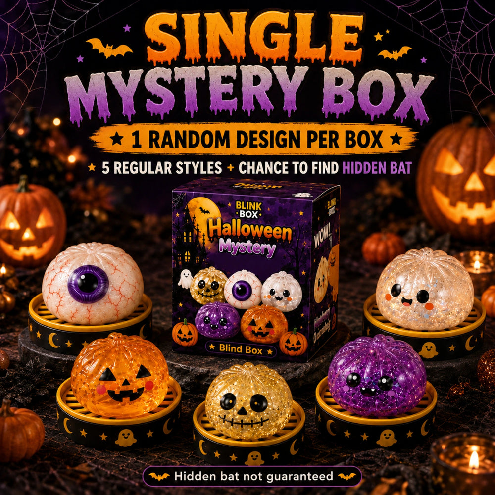 Halloween Mystery Squishy Blind Box – 5 Regular Styles + 1 Hidden Bat Design
