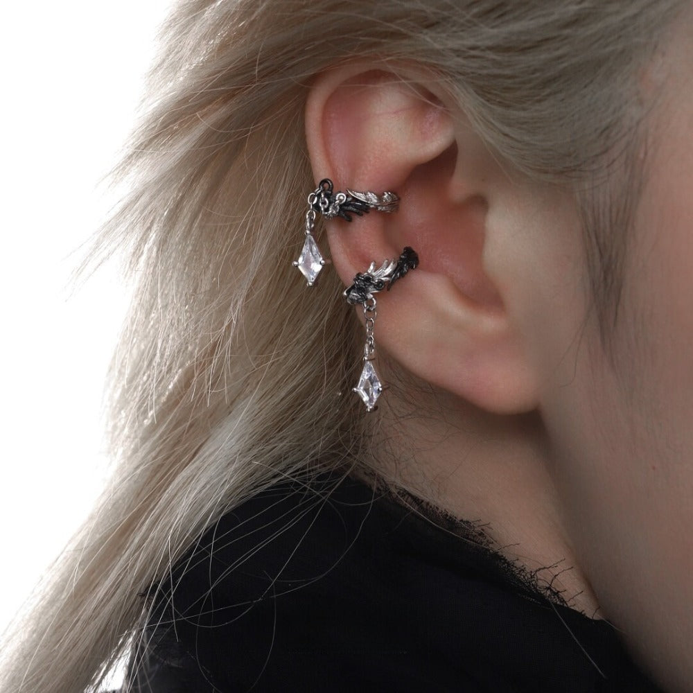 Dove & Raven Teardrop Ear Cuff — No Piercing Feather Clip