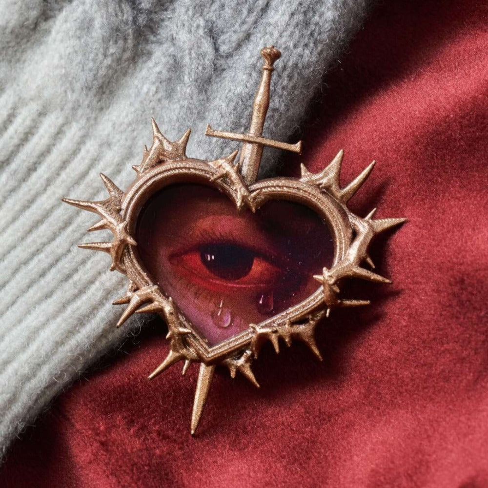 Gothic Thorn Sacred Heart Brooch
