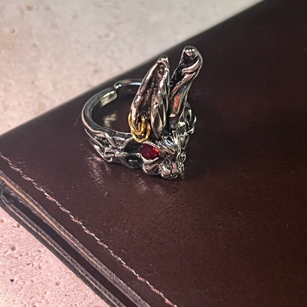 Dark Fairy Tale Red-Eye Rabbit Ring