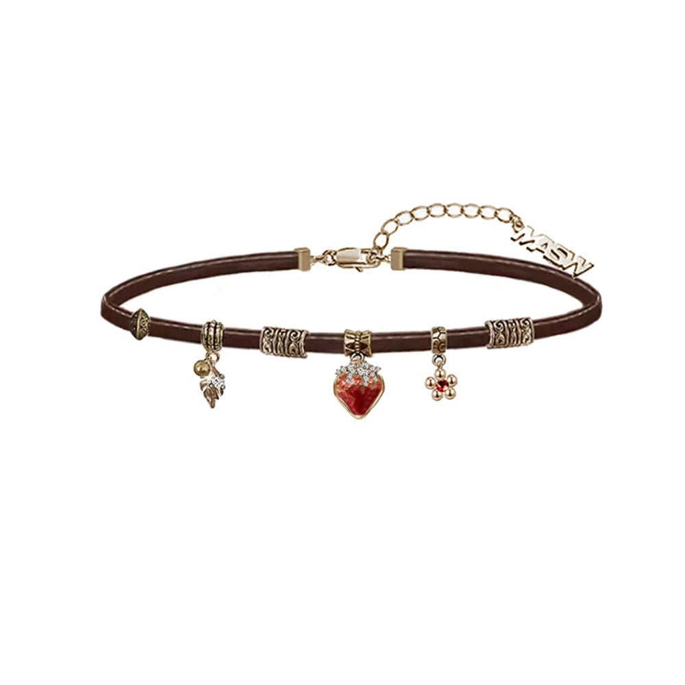 Secret Garden Vintage Crystal Strawberry Necklace