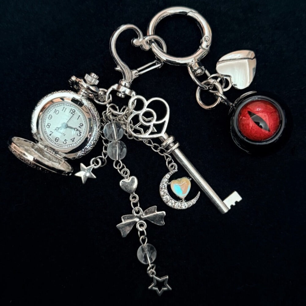 Vintage Eyeball Pocket Watch Keychain