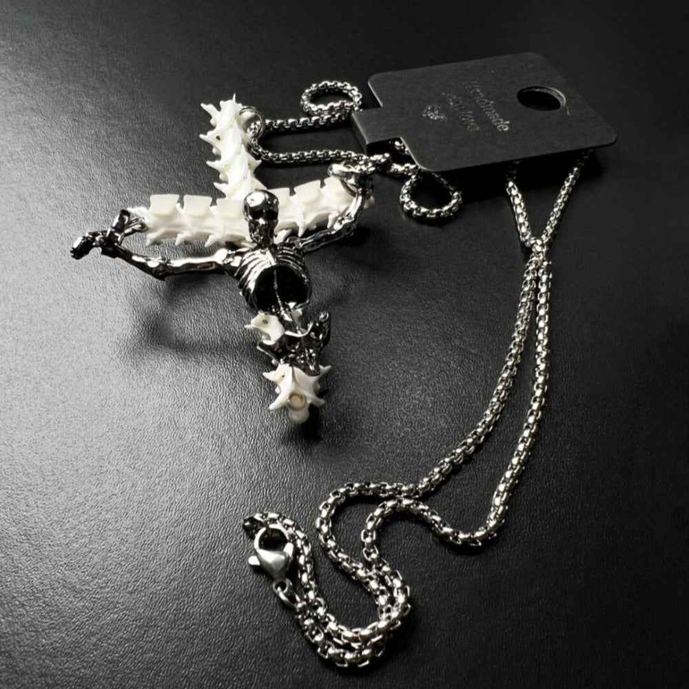 Skull Serpent Sacred Cross Necklace