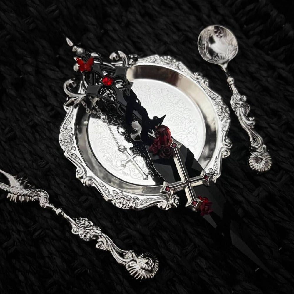 Gothic Red Rose Velvet Thorn Handcrafted Dagger