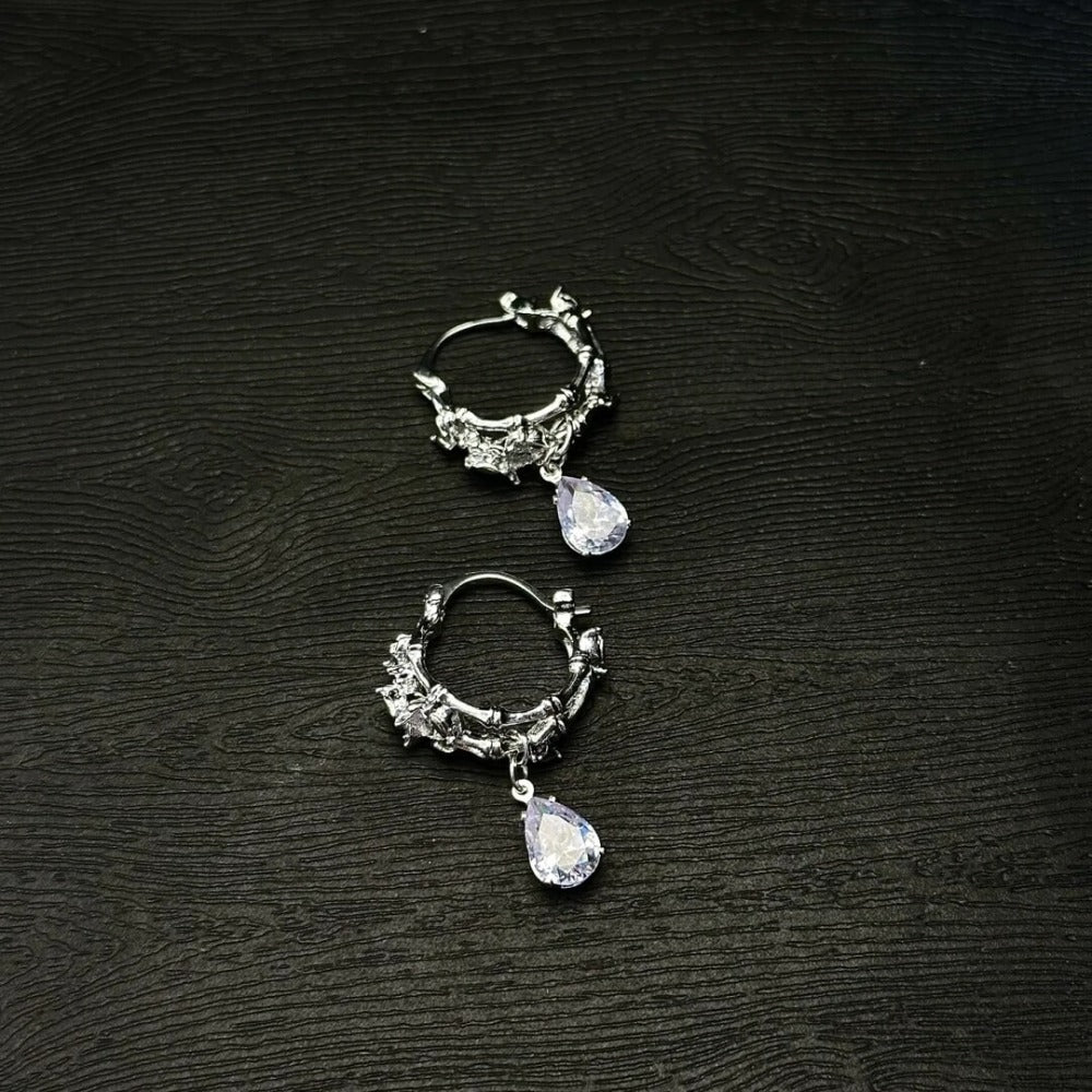 Vintage Silver Bamboo Crystal Pendant