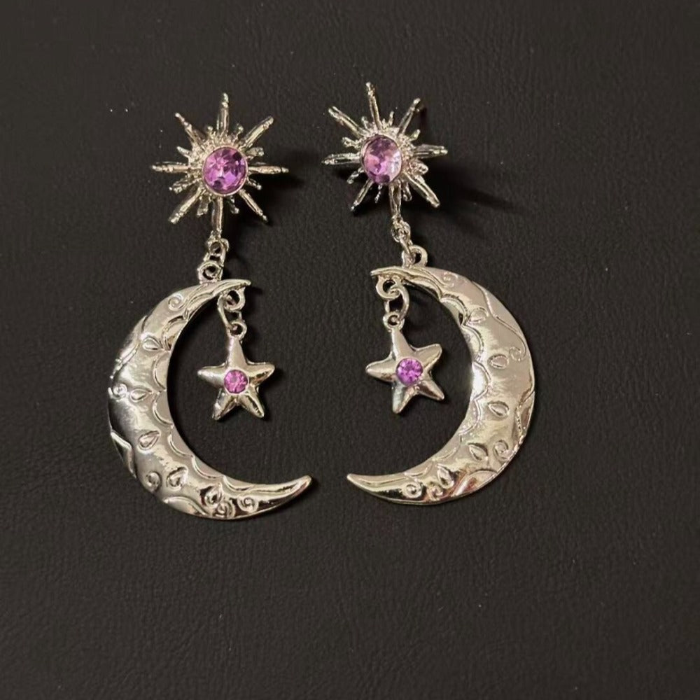 Vintage Star & Moon Luminous Retro Earrings