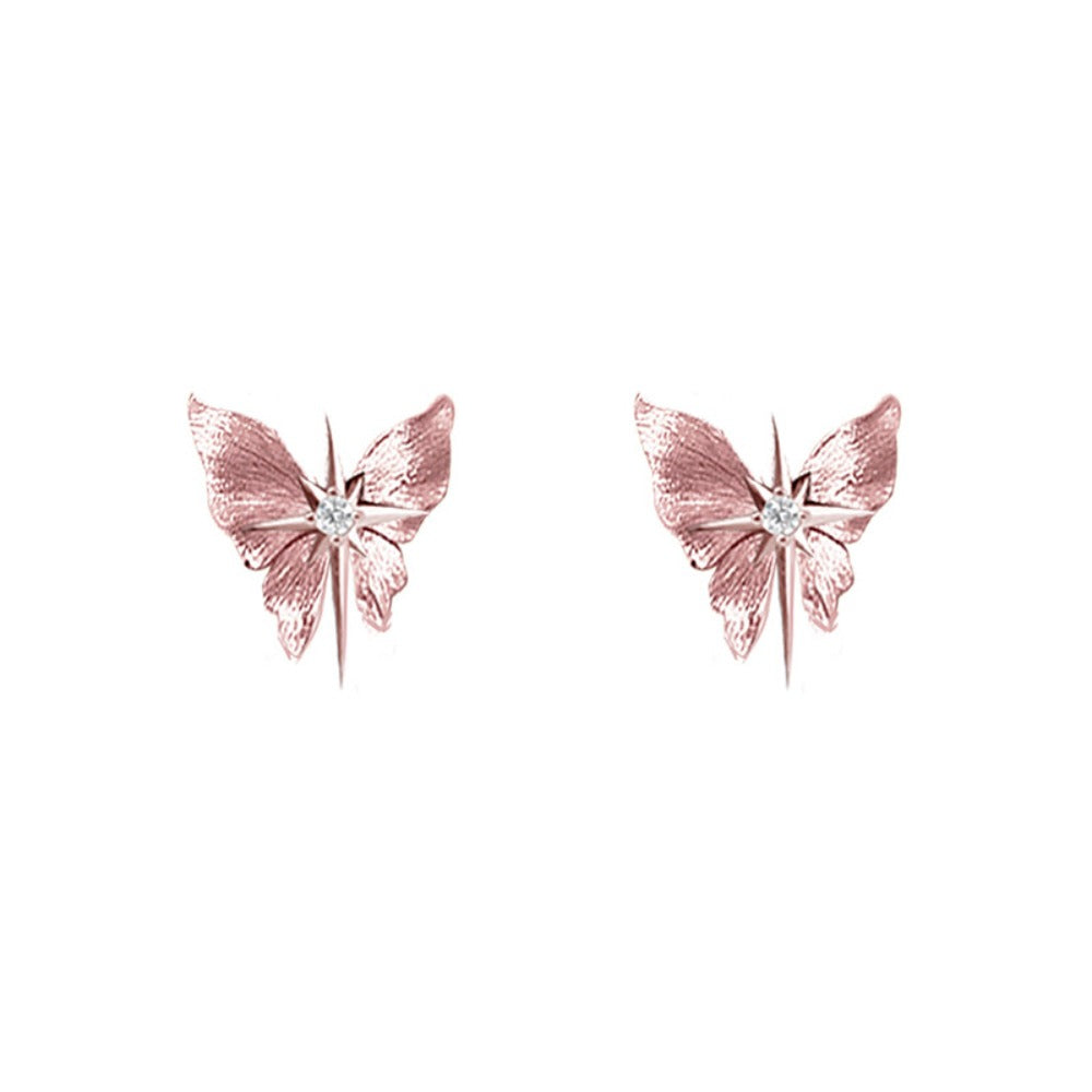 Butterfly Dance Sweet Pink Butterfly Stud Earrings