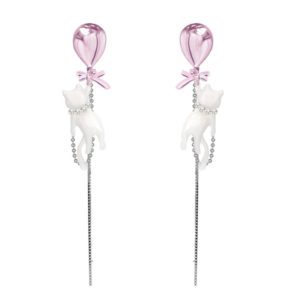Balloon Cat Tassel Drop Earrings