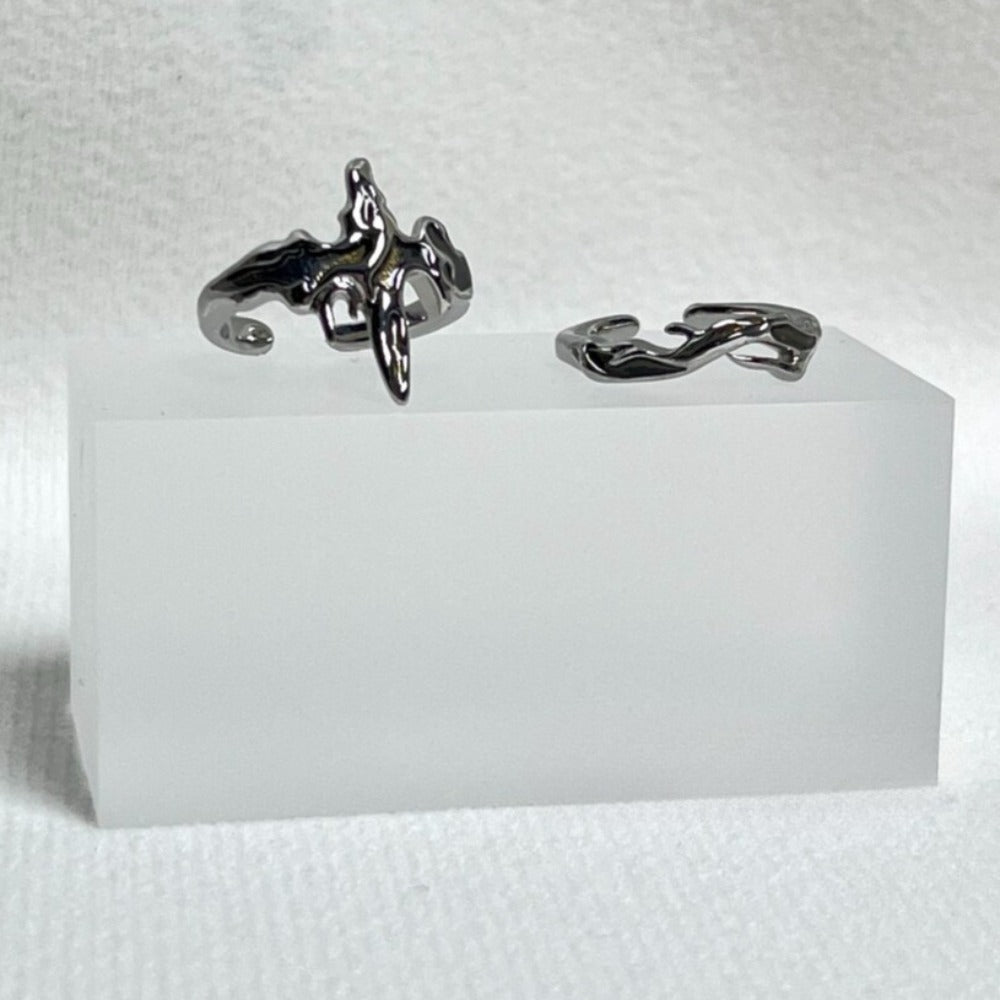 Dark Gothic Zirconia Couple Ring Set