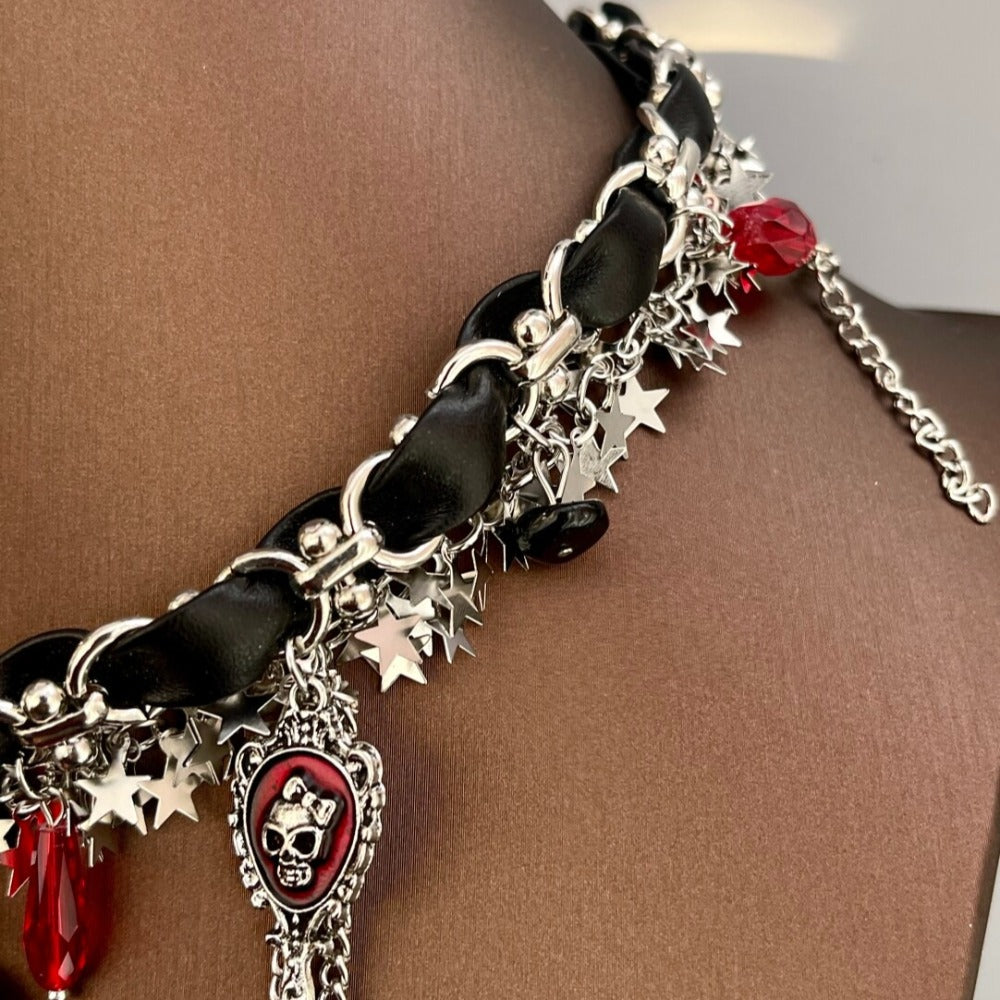 Dark Bone Heart Choker Necklace