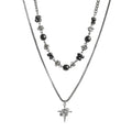 Ice Crackle Bead Cross Layered Necklace Set
