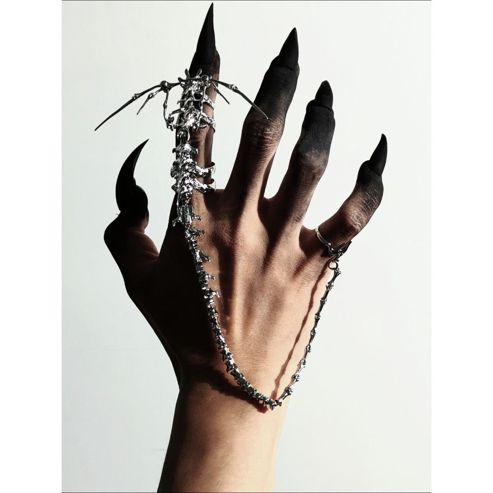 Headless Dragon Ring – Adjustable Open Band with Detachable Tail Chain