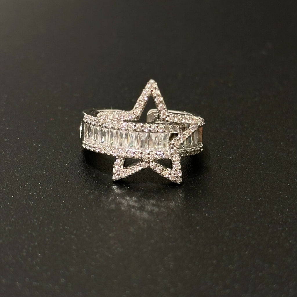 Vintage Open Band Star & Denim Ring