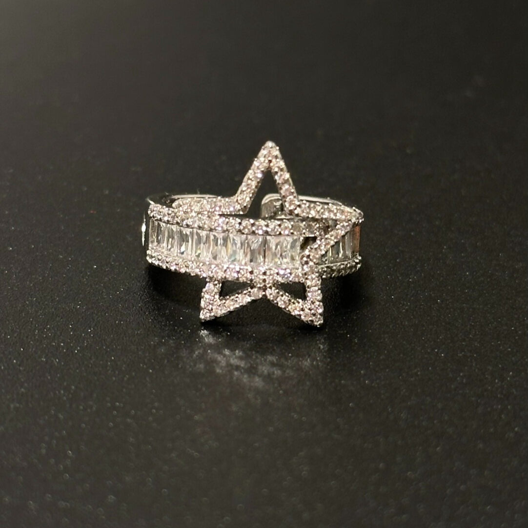 Vintage Open Band Star & Denim Ring