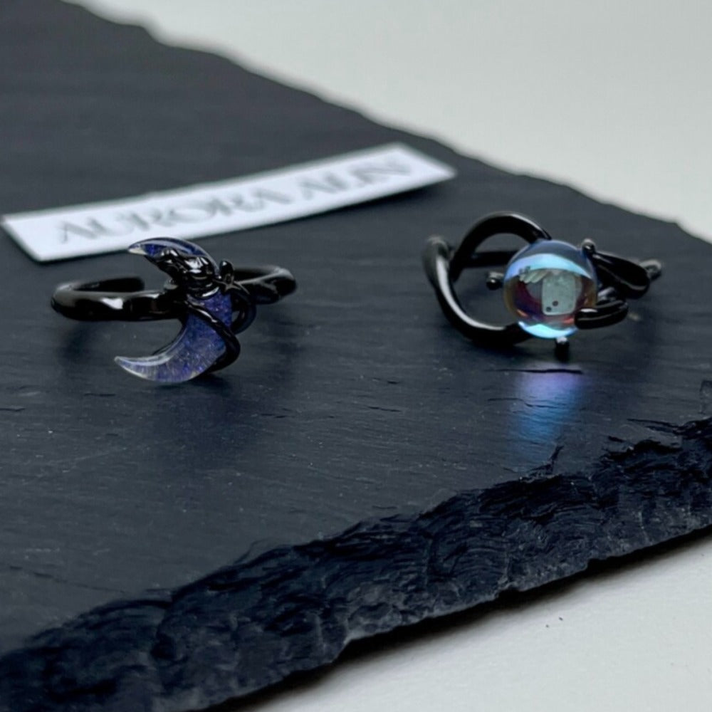 Dark Gothic Zirconia Couple Ring Set