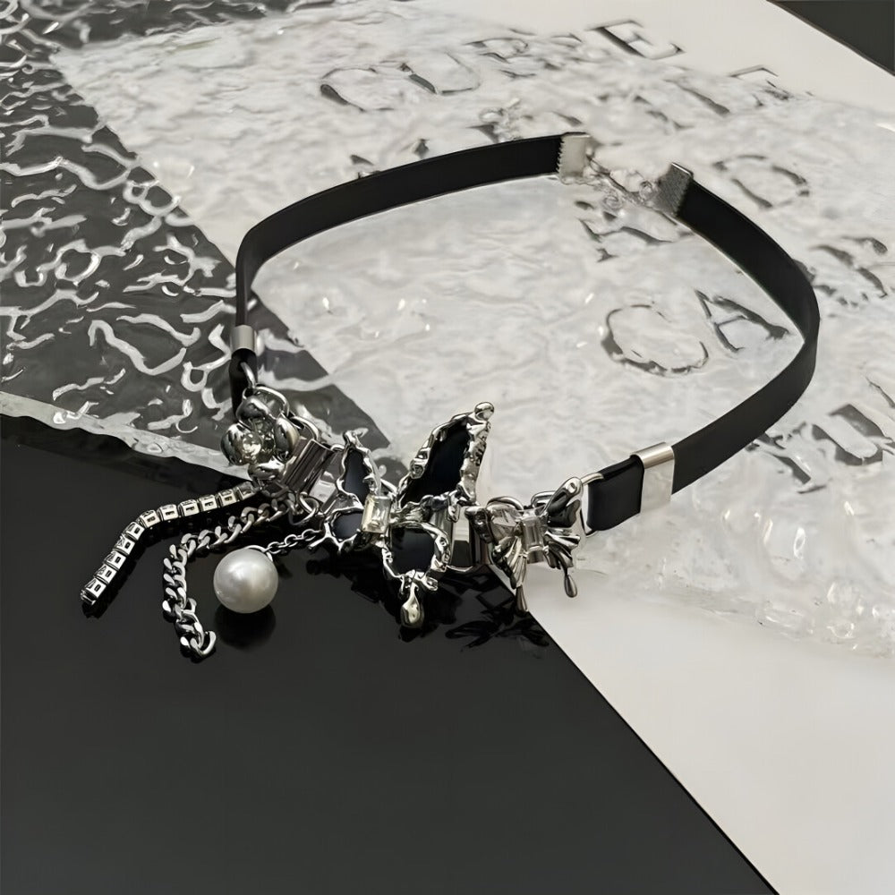 Black Butterfly Choker & Collarbone Necklace