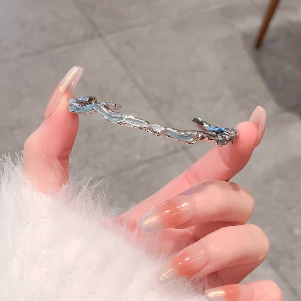 Geometric Irregular Texture Open Bangle Bracelet