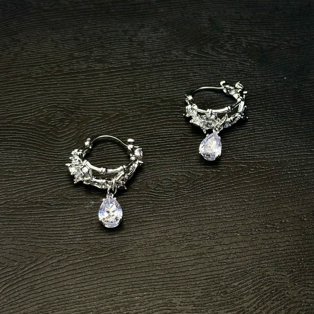 Vintage Silver Bamboo Crystal Pendant