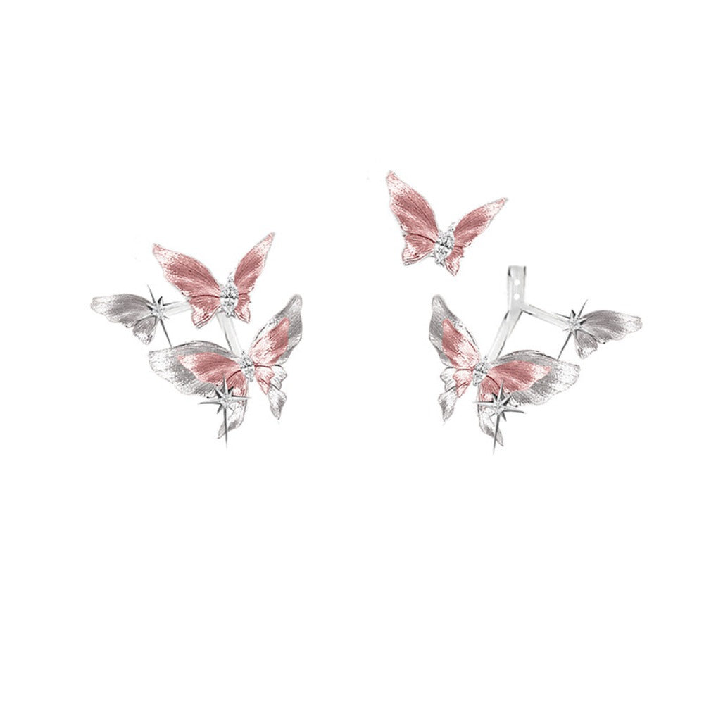 Butterfly Dance Sweet Pink Butterfly Stud Earrings