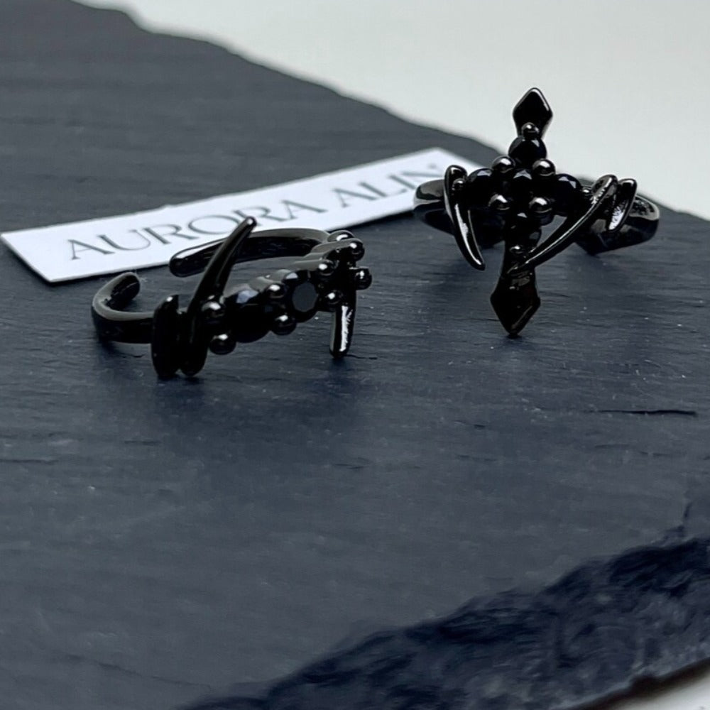 Dark Gothic Zirconia Couple Ring Set