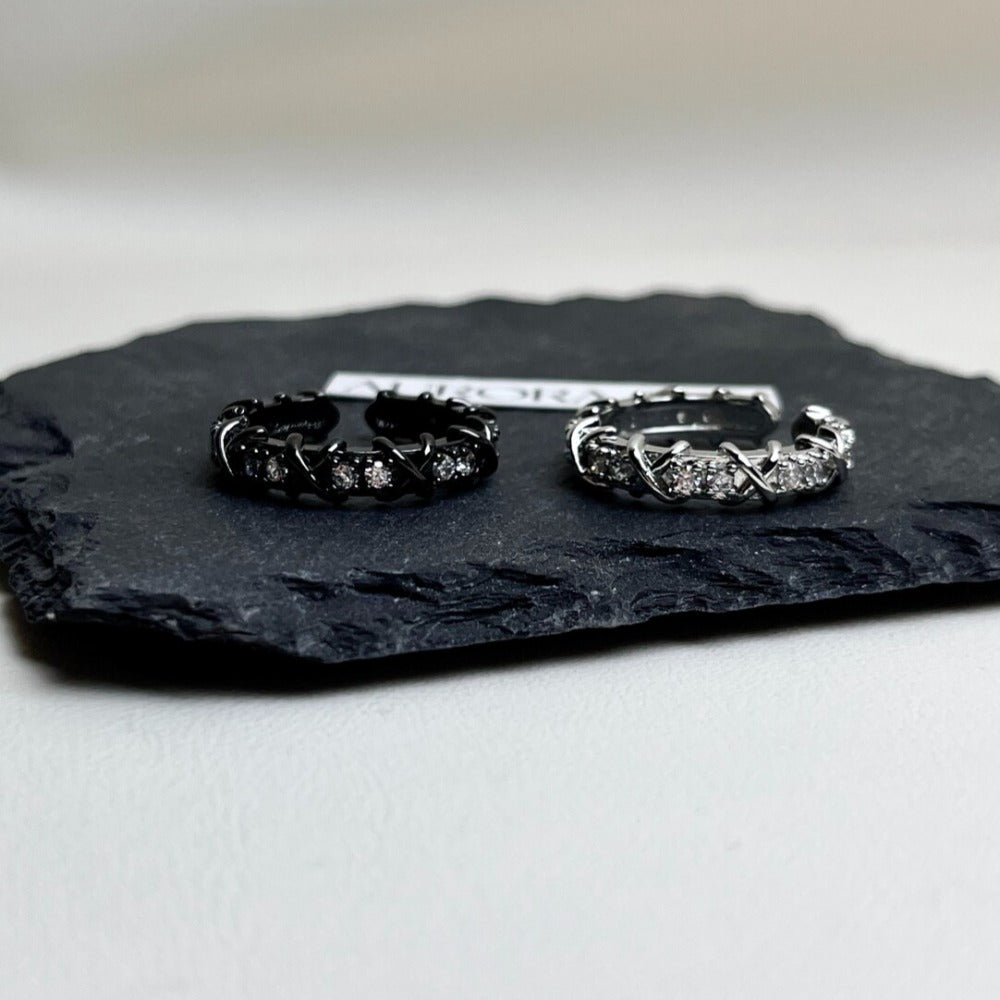 Dark Gothic Zirconia Couple Ring Set