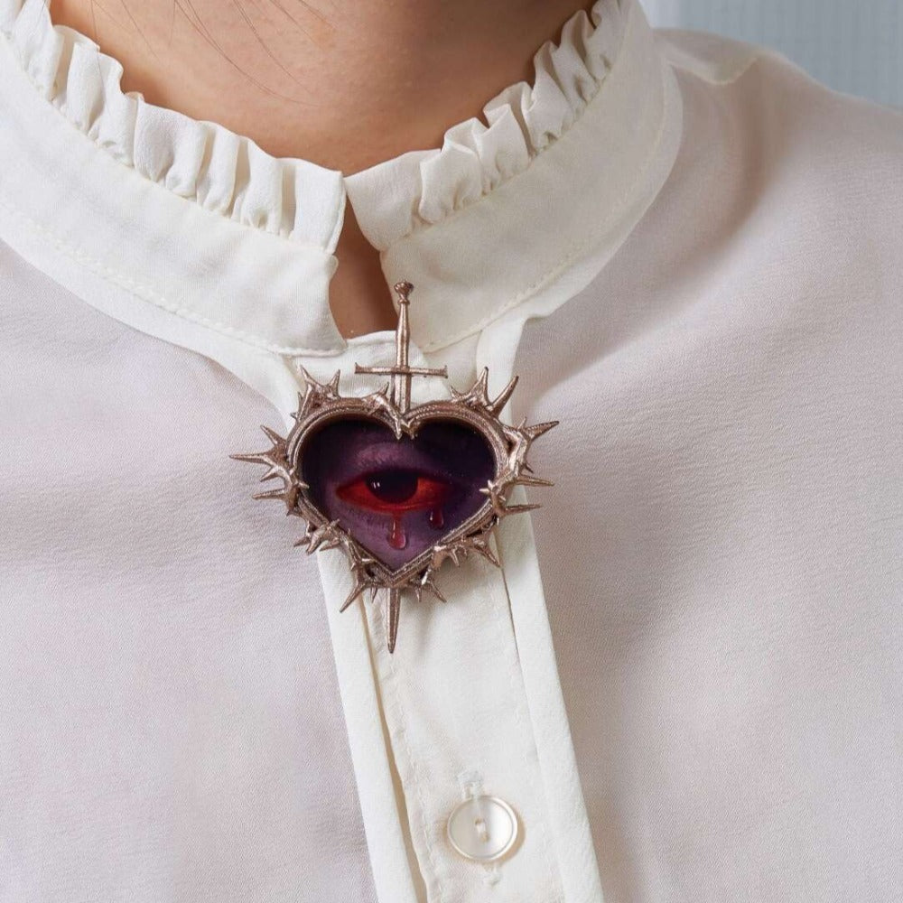 Gothic Thorn Sacred Heart Brooch