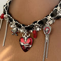 Dark Bone Heart Choker Necklace