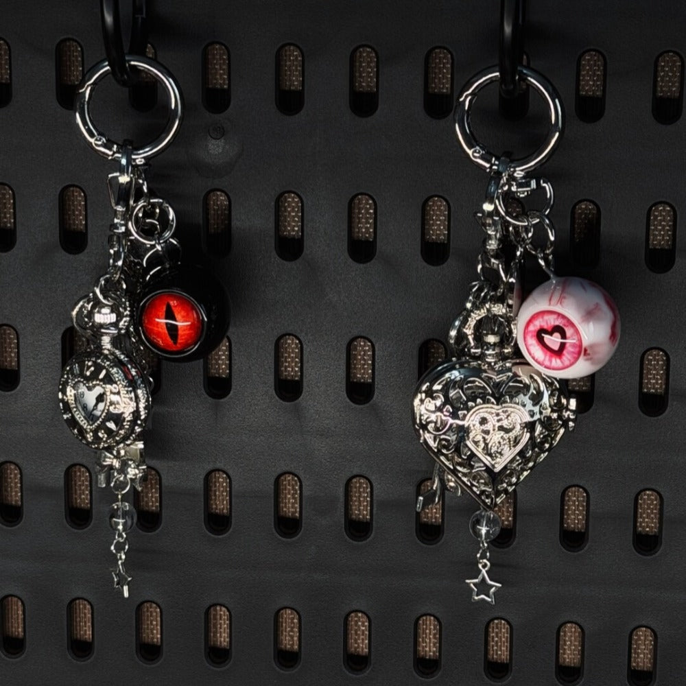 Vintage Eyeball Pocket Watch Keychain