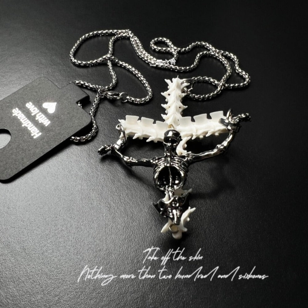 Skull Serpent Sacred Cross Necklace
