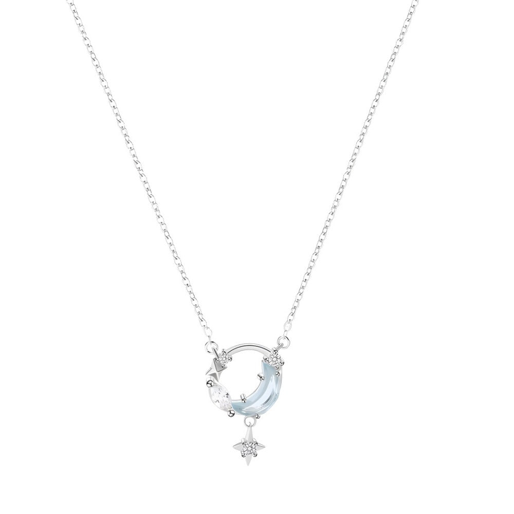 Crescent Moon & Cross Crystal Necklace