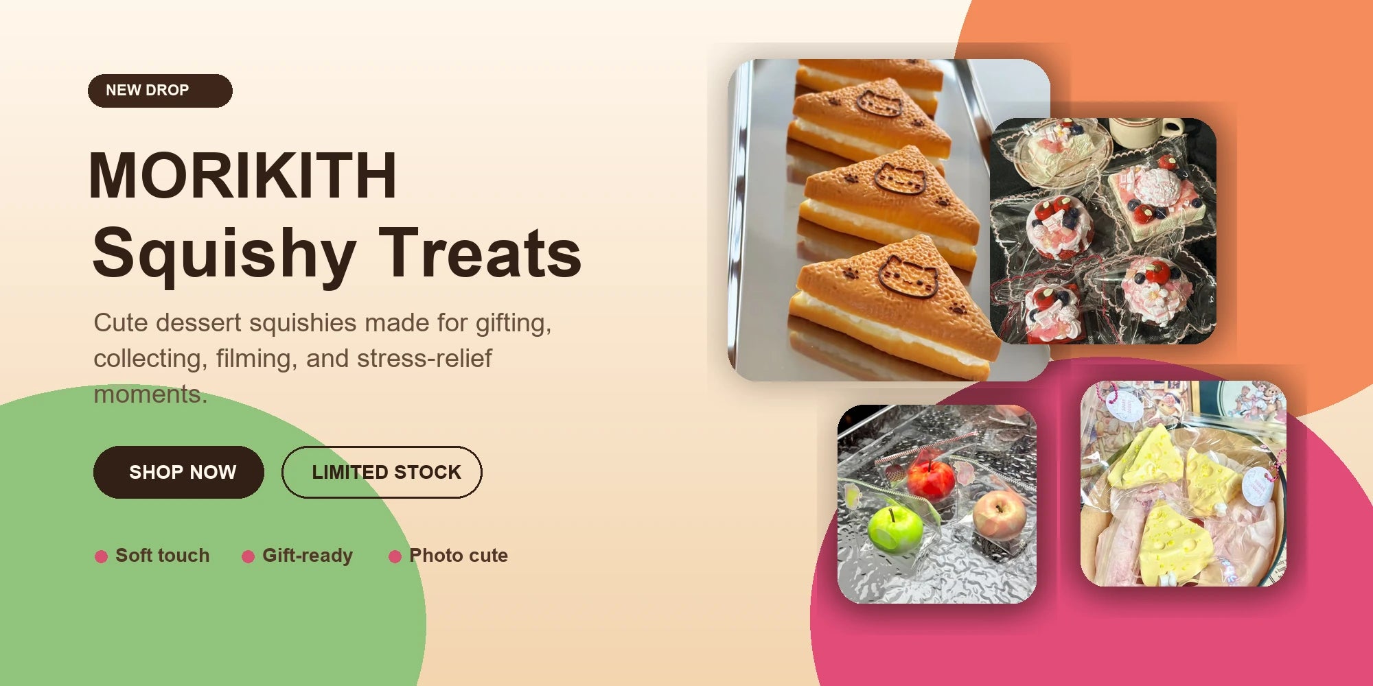 MORIKITH squishy treats promotional banner